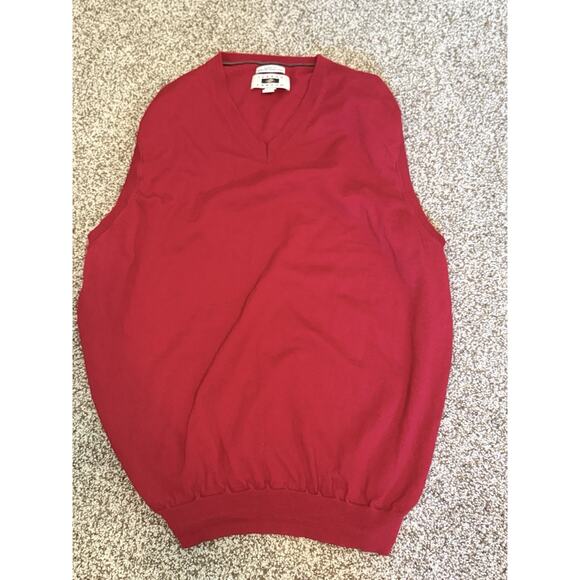 Joseph Abboud Sweater Vest Men’s XXL 2XL Red Merino Wool V-Neck Golf Preppy - Picture 4 of 8